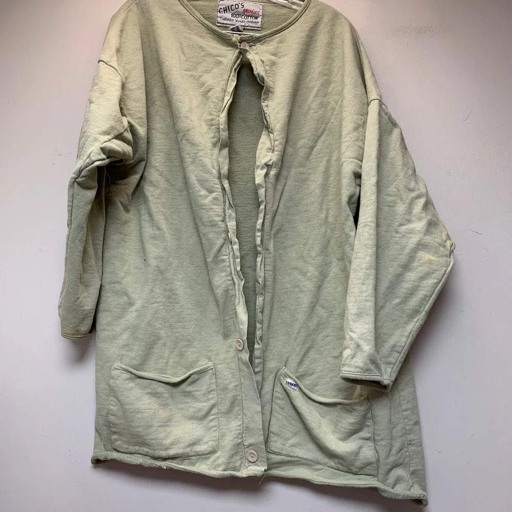 Chico's Cardigan Jacket Womens OS Sage Green Good Cotton Vintage 12509